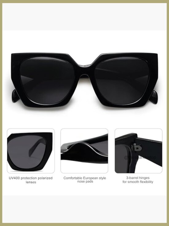 Large Oversized Polarized Sunglasses, Square Cateye Style, UV400 Protection main image 4